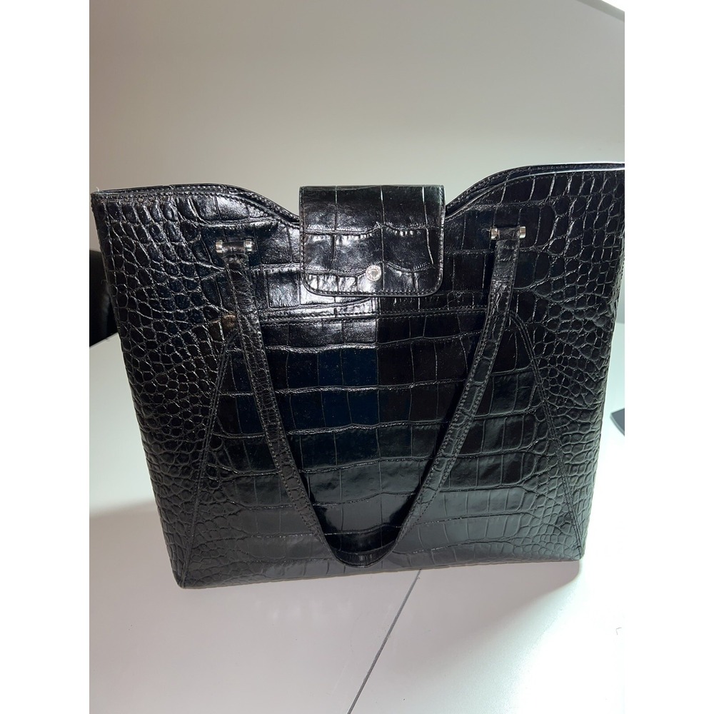 Monsac Original Black Embossed Croc Handbag with Storage bag-EUC
